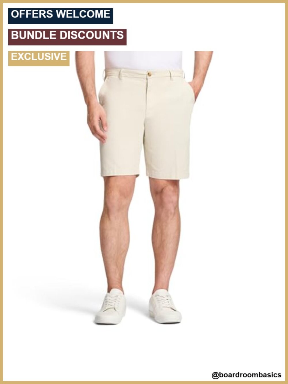 Men's Flat Front Chino Shorts 98% Cotton 2% Spandex Lightweight Stretch Golf
